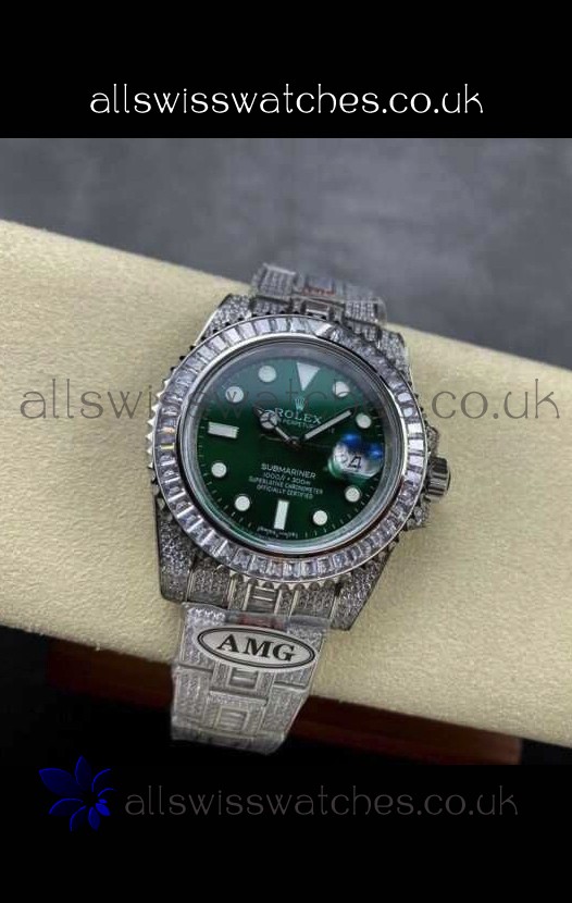 Rolex Submariner 116610 Iced Out Edition 19 Green Dial Swiss Replica Watch 