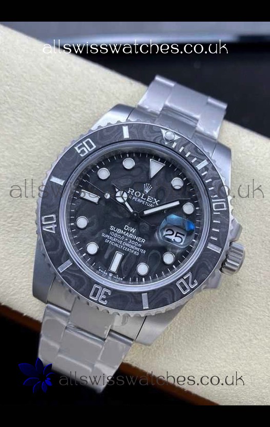 Rolex Submariner DiW Sandblasted Carbon Fiber Bezel/Dial FREE SPRUNG MVMNT Super Clone