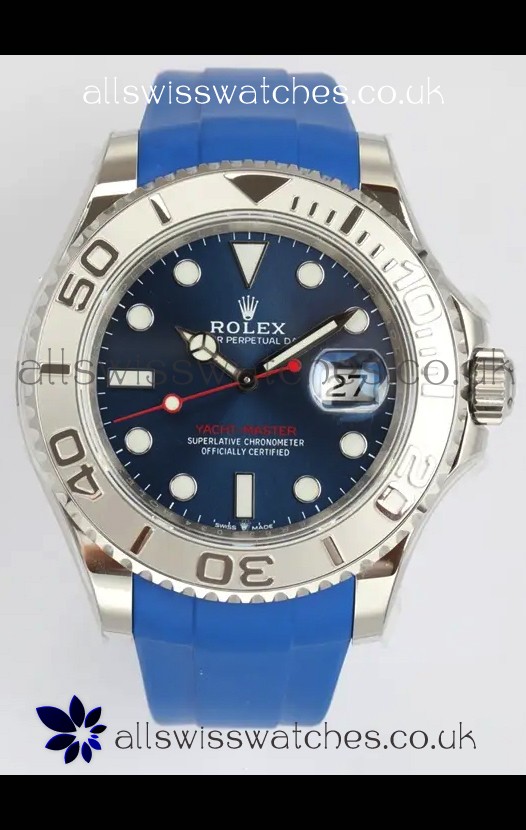 Rolex Yachtmaster 40mm Blue Dial Rubber Strap Super Clone Watch 
