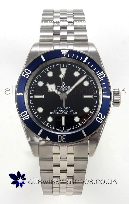 Tudor Black Bay 41 Black Dial Blue Bezel Jubilee Super Clone Watch 