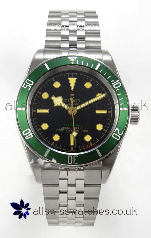 Tudor Black Bay 41 Black Dial Green Bezel Jubilee Super Clone Watch 