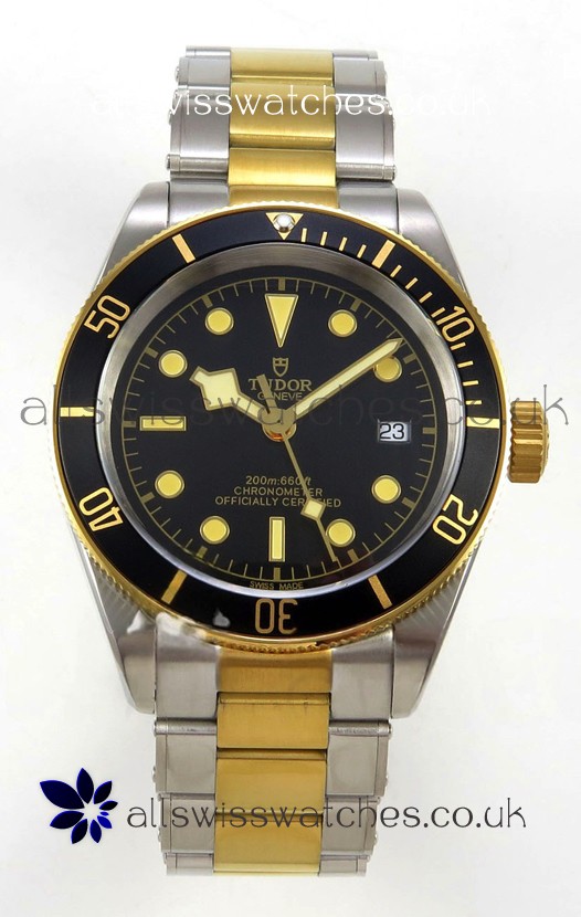Tudor Black Bay 41 Two Tone Yellow Gold Black Dial Super Clone Watch 