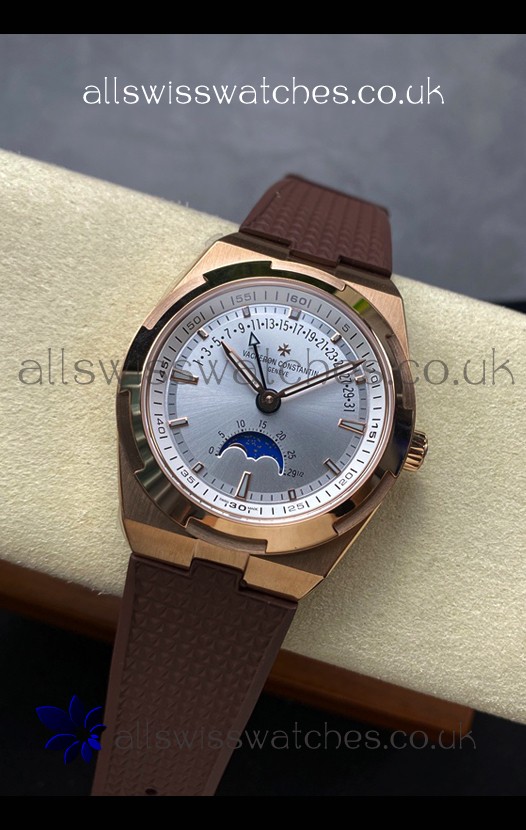 Vacheron Constantin Overseas True Moon Phase Rose Gold Steel Dial Swiss Replica Watch 