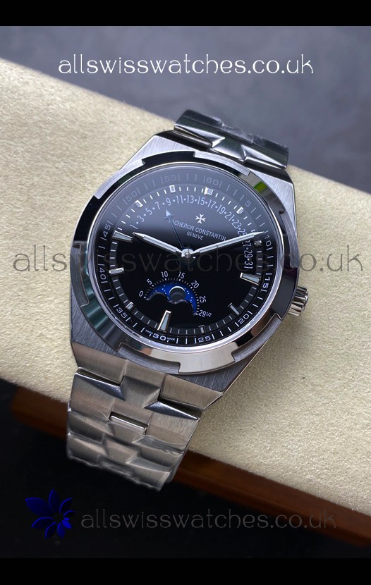 Vacheron Constantin Overseas True Moon Phase Steel Black Dial Swiss Replica Watch 