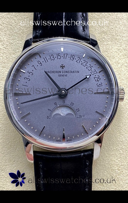 Vacheron Constantin Patrimony Moonphase Stainless Steel Grey Dial Swiss Replica Watch 