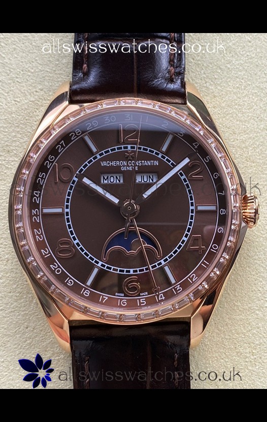 Vacheron Constantin Fiftysix Moonphase Brown Dial Rose Gold Swiss Replica Watch 