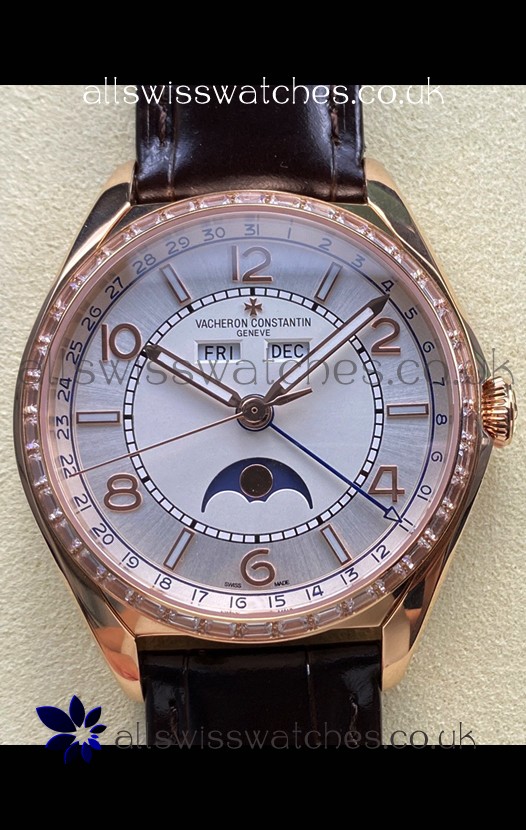Vacheron Constantin Fiftysix Moonphase Steel Dial Rose Gold Swiss Replica Watch 