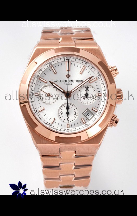 Vacheron Constantin Overseas Chronograph Rose Gold Steel Dial Super Clone Watch 