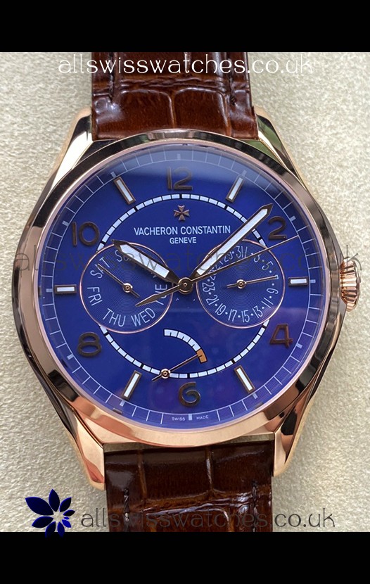 Vacheron Constantin Fiftysix Day-Date Rose Gold Blue Dial Swiss Replica Watch 