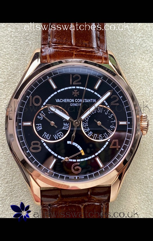 Vacheron Constantin Fiftysix Day-Date Rose Gold Black Dial Swiss Replica Watch 