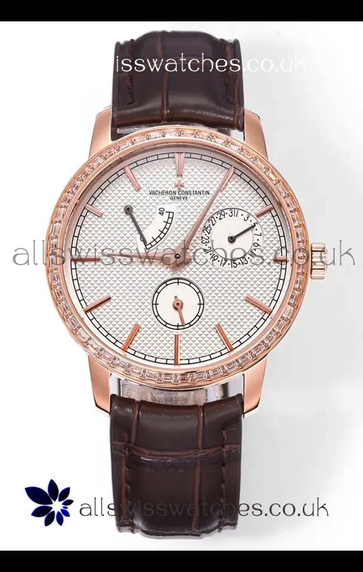 Vacheron Constantin Traditionnelle 83520 Rose Gold Diamonds Pale Yellow Dial Super Clone Watch 