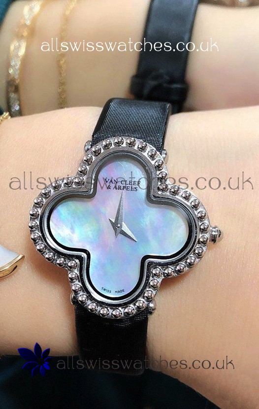 Van Cleef & Arpels Alhambra Stainles Steel Pearl Dial Watch 