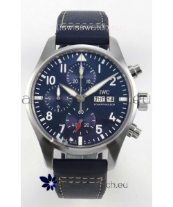 IWC Super Clone Pilot Chronograph Edition Blue Dial Leather Swiss Replica Watch 