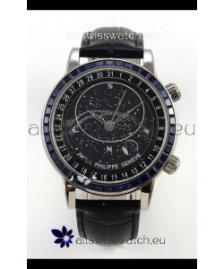 Patek Philippe Grand Complications 6102 Black Dial Blue Diamonds Swiss Replica Watch 