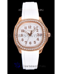 Patek Philippe Super Clone Aquanaut Rose Gold White Dial 38.5MM Watch 
