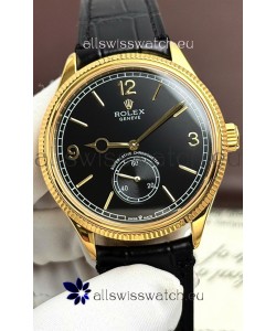 Rolex 1908 Perpetual Swiss Movement Replica Watch in Rose Gold Casing Black Dial