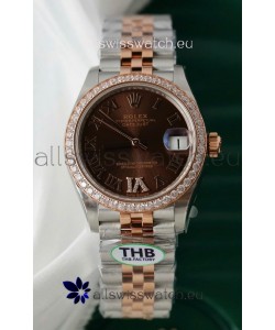 Rolex Datejust Cal.3235 Movement Super Clone Rose Gold 2 Tone 31MM Brown Dial Watch 