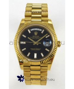 Rolex Day Date Super Clone Black Dial 40MM 220 Grams Swiss Replica watch 