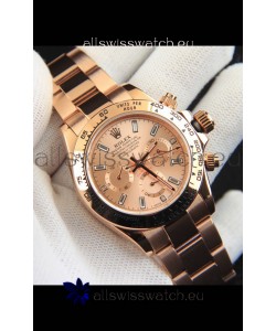 Rolex Daytona Japanese Movement Gold Casing Replica Watch in Champange Dial