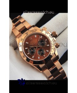 Rolex Daytona Japanese Movement Gold Casing Replica Watch in Brown Dial