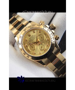 Rolex Daytona Japanese Movement Gold Casing Replica Watch in Gold Dial 
