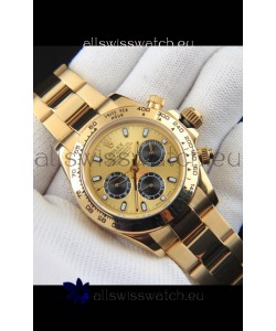 Rolex Daytona Japanese Movement Gold Casing Replica Watch in Gold Dial 