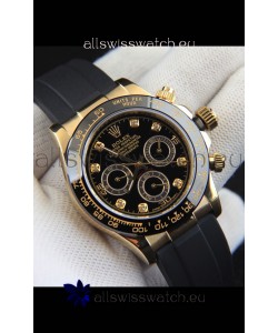Rolex Daytona Japanese Movement Gold Casing Replica Watch in Black Dial 