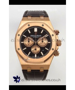 Royal Oak Chrono 26331 Rose Gold Black Dial Super Clone Watch 