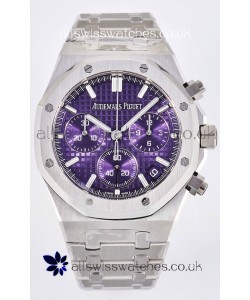 Royal Oak Chrono 26240 Purple Dial FREE SPRUNG MVMNT Steel Caing Super Clone Watch 