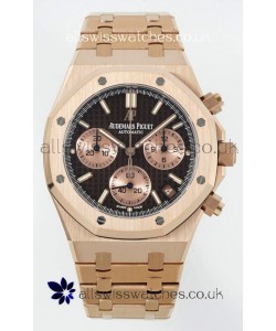 Royal Oak Chrono 26240 Rose Gold Strap in Brown Dial Super Clone Watch 
