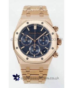 Royal Oak Chrono 26240 Rose Gold Strap in Blue Dial Super Clone Watch 