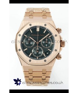 Royal Oak Chrono 26240 Rose Gold Strap in Green Dial Super Clone Watch 