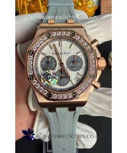 Royal Oak Chrono 26231 Rose Gold Casing Rubber Strap Super Clone Watch 