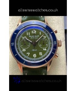 Blancpain Air Command Rose Gold Casing Blue Bezel Super Clone Watch 
