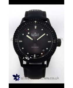 Blancpain Fifty Fathoms Ceramic Case Leather Strap Grey Dial Super Clone Watch 