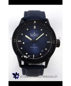 Blancpain Fifty Fathoms Ceramic Case Leather Strap Blue Dial Super Clone Watch 