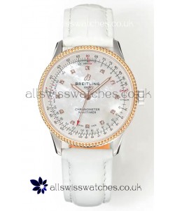 Navitimer Automatic 36 Rose Gold White Strap Super Clone Watch 