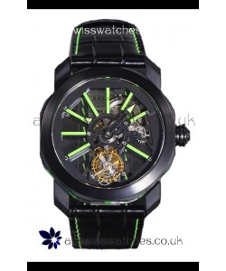 Bvlgari Octo Roma PVD Titanium Watch in Green Hour Markers Super Clone Watch 