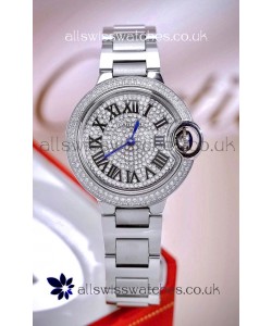 Ballon De Cartier Swiss Quartz 33MM Stainless Steel Diamonds Super Clone Watch 