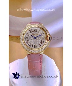 Ballon De Cartier Swiss Quartz 36MM Rose Gold Diamonds Super Clone Watch 
