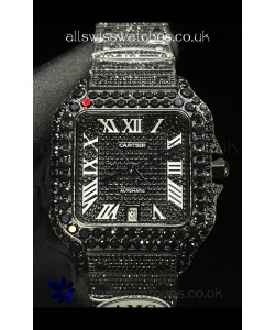 Cartier "Santos De Cartier" Black moissanite 40MM Super Clone Watch 