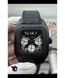 Cartier Santos 100 DLC Coating Black Dial 44MM Swiss Replica Watch 