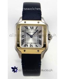 Cartier Santos Swiss Quartz 27MM Two Tone Leather Strap Super Clone Watch