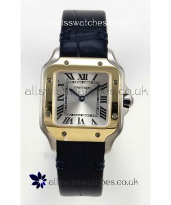 Cartier Santos Swiss Quartz 27MM Two Tone Leather Strap Super Clone Watch