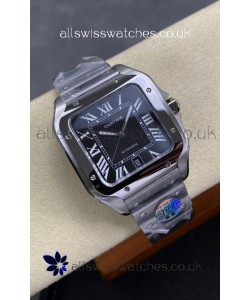 Cartier Santos De Cartier 904L Steel Black Dial Super Clone Replica 40MM Watch