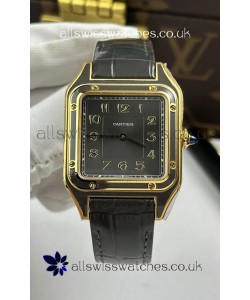 Santos Dumont 31MM Yellow Gold Taupe Grey Dial Super Clone Watch 
