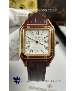 Santos Dumont 31MM Yellow Gold White Dial Super Clone Watch 