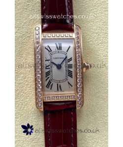 Cartier Tank Americaine Swiss Quartz 19mm Rose Gold Swiss Replica Watch 