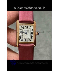 Cartier Tank Louis 22MM Swiss Quartz Movement Pink Strap Gold Case