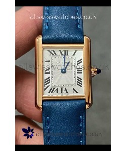 Cartier Tank Louis 22MM Swiss Quartz Gold Casing Blue Strap Watch 